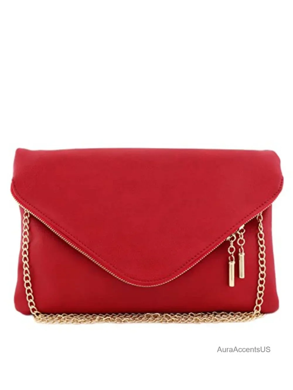 XL Faux Leather Envelope Clutch Evening Bag with Detachable Chain Strap